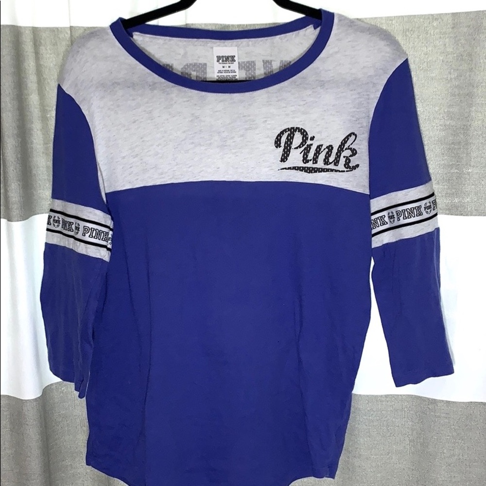 PINK indigo blue baseball tee